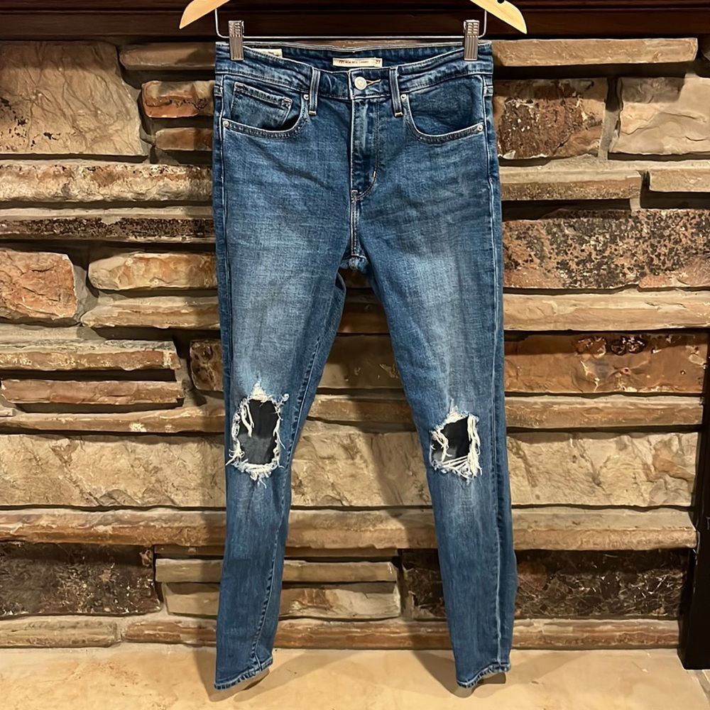 Levi's Premium Denim 721 High Rise Skinny Distressed Jeans